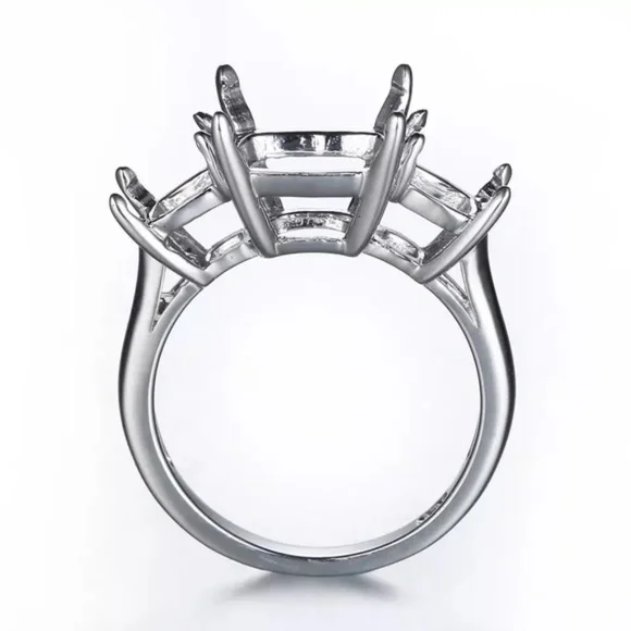 5.62-9.52Ct Three Stone Emerald Asscher White Sapphire Ring - Picture 11 of 15